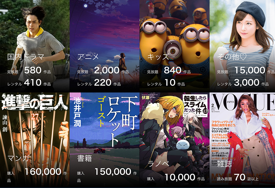U-NEXTの見放題動画一覧